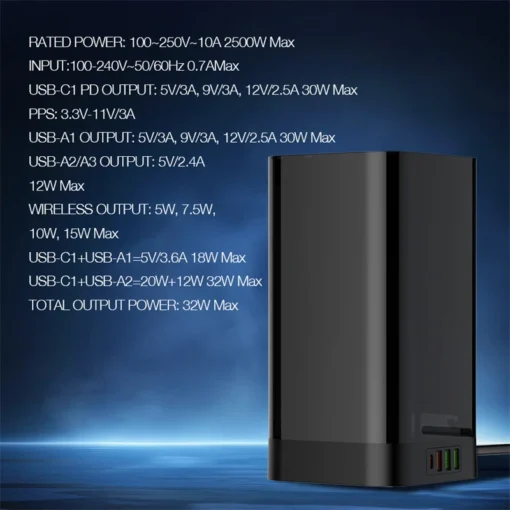 SEW4485 | LDNIO Multiple 2500w Tower Power Strip 32W USB Output With Wireless Charging - Image 17