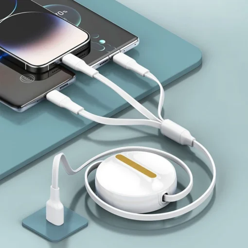 LC90A | LDNIO 3 IN1 Retractable data cable| color | white - Image 4