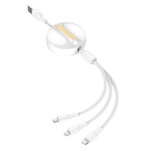 LC90A | LDNIO 3 IN1 Retractable data cable| color | white - Image 3