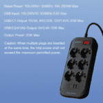 LDNIO SE6403C EU Plug Extension Power Socket 6 Way Outlet 4 USB Port 3.4A Surge Protector Electric Power Strip - Image 13