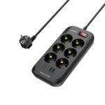 LDNIO SE6403C EU Plug Extension Power Socket 6 Way Outlet 4 USB Port 3.4A Surge Protector Electric Power Strip - Image 7