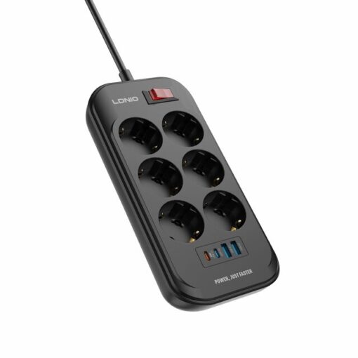 LDNIO SE6403C EU Plug Extension Power Socket 6 Way Outlet 4 USB Port 3.4A Surge Protector Electric Power Strip - Image 6