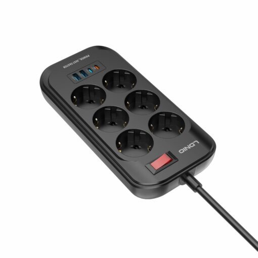 LDNIO SE6403C EU Plug Extension Power Socket 6 Way Outlet 4 USB Port 3.4A Surge Protector Electric Power Strip - Image 5