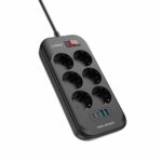 LDNIO SE6403C EU Plug Extension Power Socket 6 Way Outlet 4 USB Port 3.4A Surge Protector Electric Power Strip - Image 4