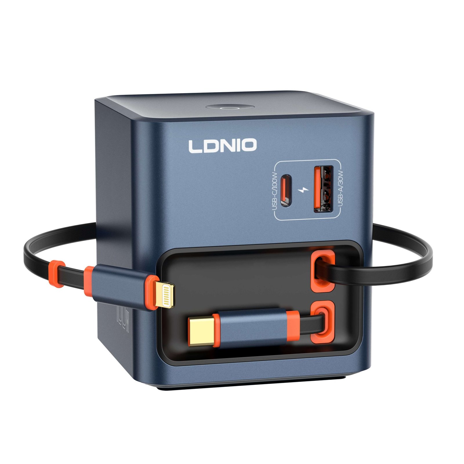 LDNIO | Q16 100W GaN Desktop Fast Charger with Dual Retractable Cables - Image 1