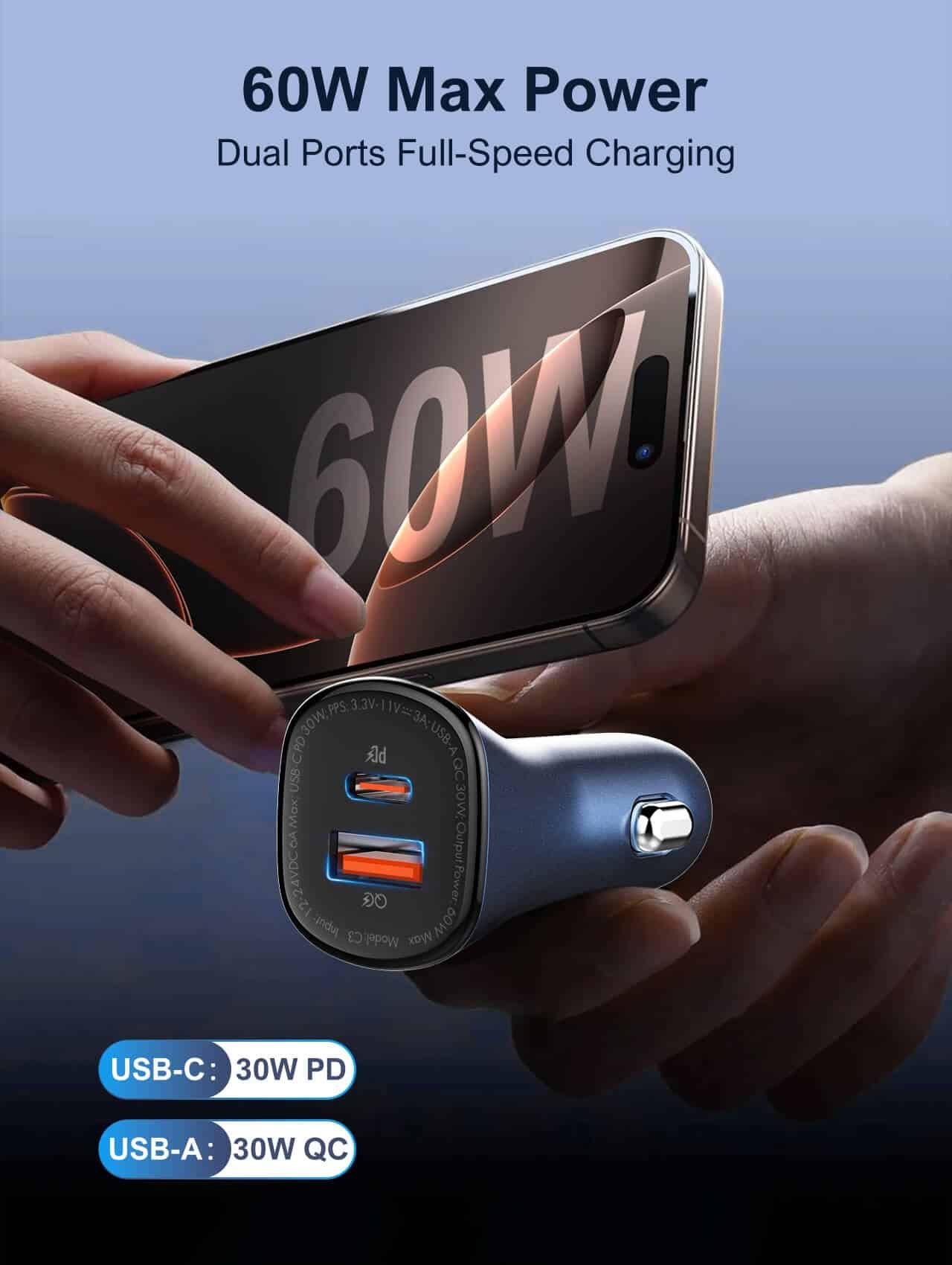 LDNIO C3 60W Fast Car Charger