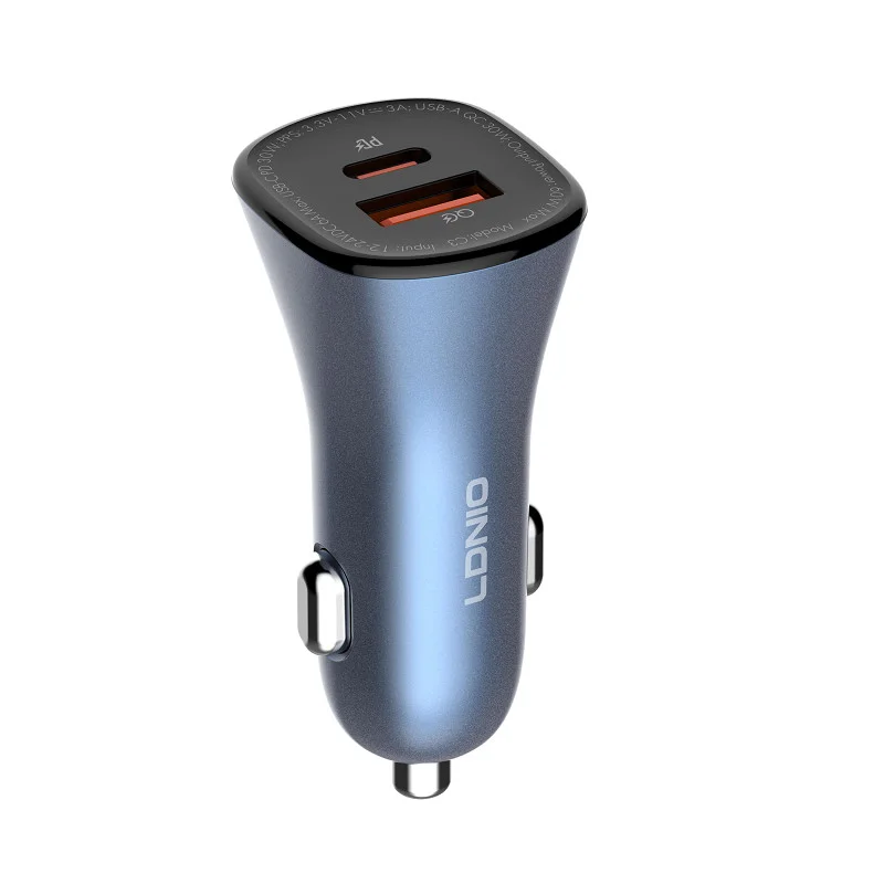 LDNIO C3 60W Fast Car Charger with Dual USB-C PD & USB-A Ports - Image 1